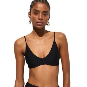 NEW J.Crew Classic Sculpt Bikini Top Black Size Small Wireless Sporty Swim